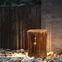 Wood Column Outdoor Floor Lamp Garden Light | Naturay