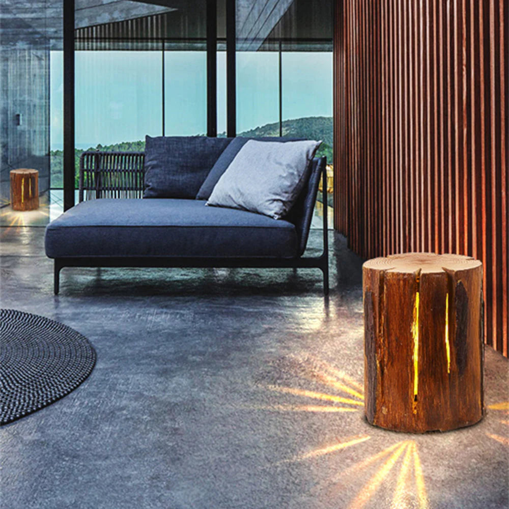 Wood Column Outdoor Floor Lamp Garden Light | Naturay
