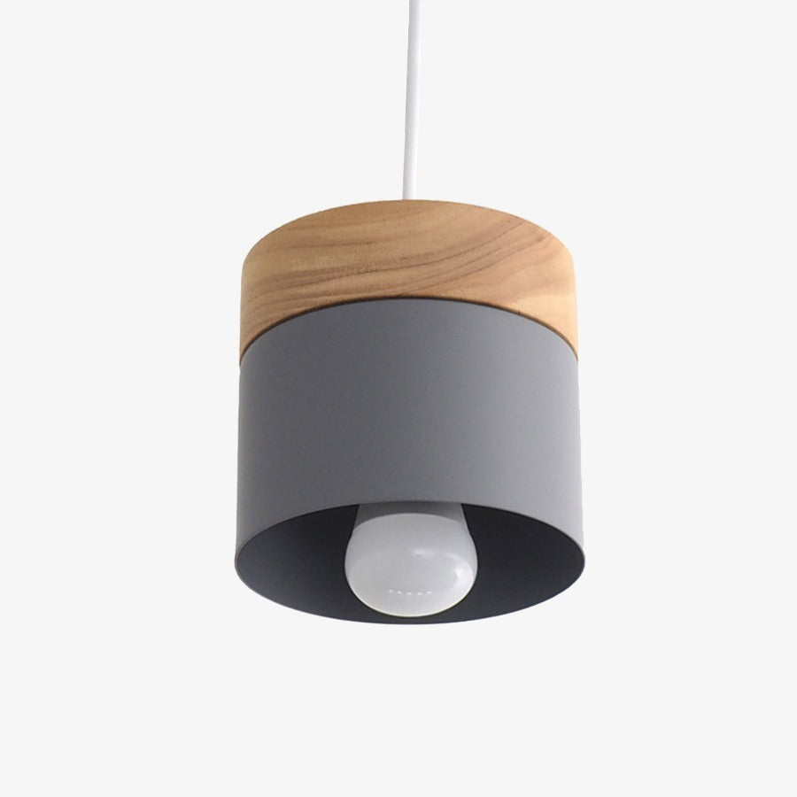 Pendelleuchte Metall Holz Nordic Zylinder | Narella